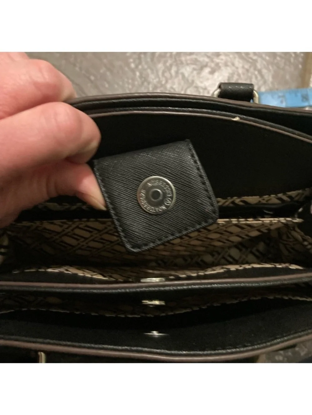 Tignanello Saffiano Black Satchel Handbag